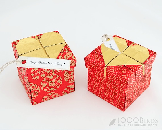 Boîte coeur en origami, Boîte cadeau Saint-Valentin, Boîte coeur