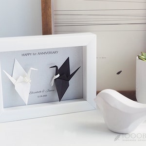 Origami Crane Paper Anniversary Gifts, First Anniversary Gift, Personalized Love Gift, Love Birds, Origami Crane Wedding, Gift for Him image 2