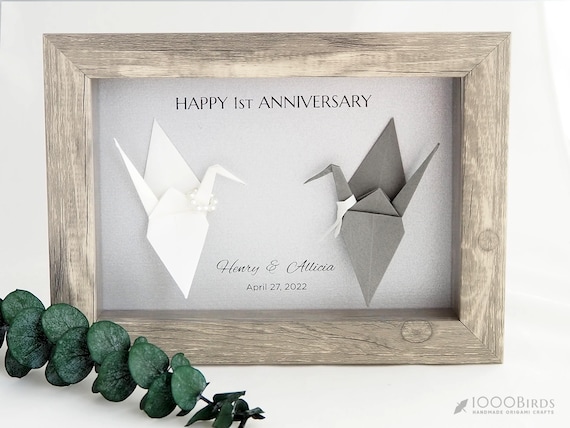 Buy Personalized Framed Origami Crane – Paper Anniversary Gift
