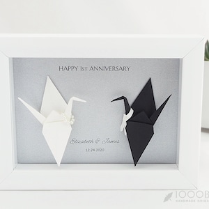 Origami Crane Paper Anniversary Gifts, First Anniversary Gift, Personalized Love Gift, Love Birds, Origami Crane Wedding, Gift for Him image 1