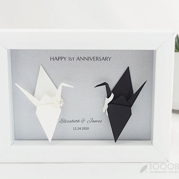 Origami Crane Paper Anniversary Gifts, First Anniversary Gift, Personalized Love Gift, Love Birds, Origami Crane Wedding, Gift for Him