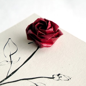 Origami Rose örhänge: Sterlingsilver, pappersblomma, kawaii bijoux bild 6