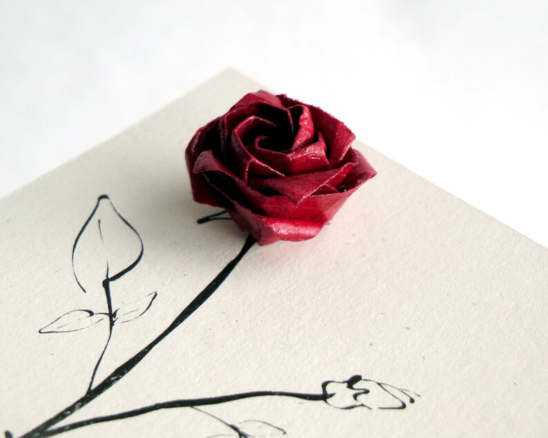 Origami Rose örhänge: Sterlingsilver, pappersblomma, kawaii bijoux bild 6