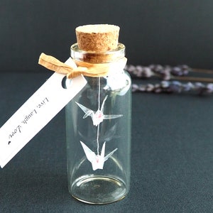 Personalized Clear Origami Crane Duo – Wedding Gift for Couples / Paper Anniversary Keepsake & Christmas Ornament