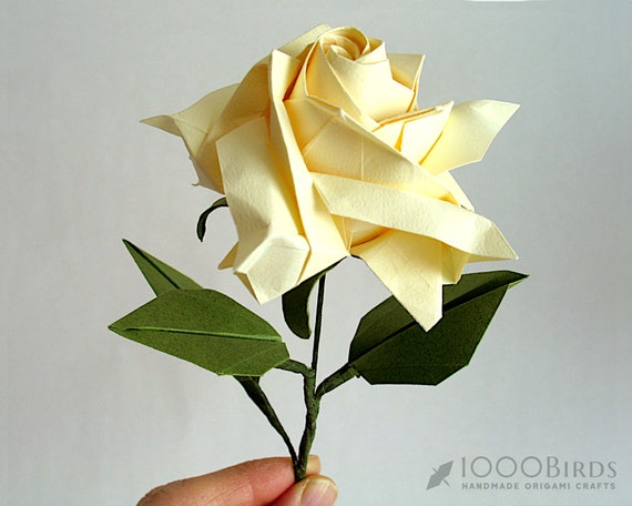 Pointed Petal Origami Paper Rose Single Paper Rose Paper Flower