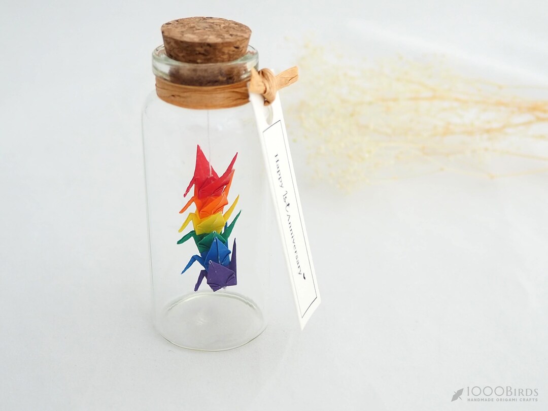 100PCS Rainbow Origami Cranes | 7cm Prefolded Paper Cranes | Wedding Party Decor DIY Garland