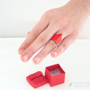 Origami Paper Engagement Ring – Unique Heart Design for Marriage Proposal, Creative &quot;Marry Me&quot; Idea, Ring Box (Delivery after July 15)