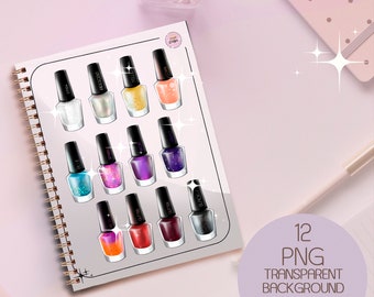 Nail Polish Clipart: Glitter Nail Art Graphics, beauty business (Digital Download)