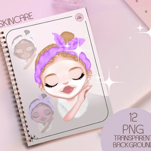 garota de spa png, festa de spa para impressão, autocuidado digital, garota com máscara facial, bem-estar, salão de beleza, cuidados com a pele png, clipart facial, clipart infantil
