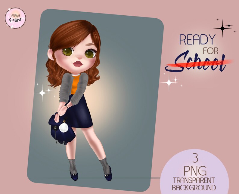 School Girl Clip Art Girl Clipart Brown Hair Girl School Etsy