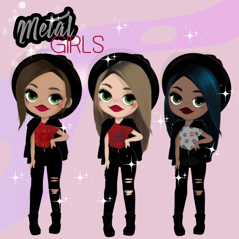 fashion girl clipart metal girl clipart vector clipart coffee 40/% off rock girl Clip art