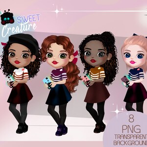 Fashion girl clipart, beauty paris girl clipart, adorable girl clipart, sublimation png, french girl graphic, fashion decor