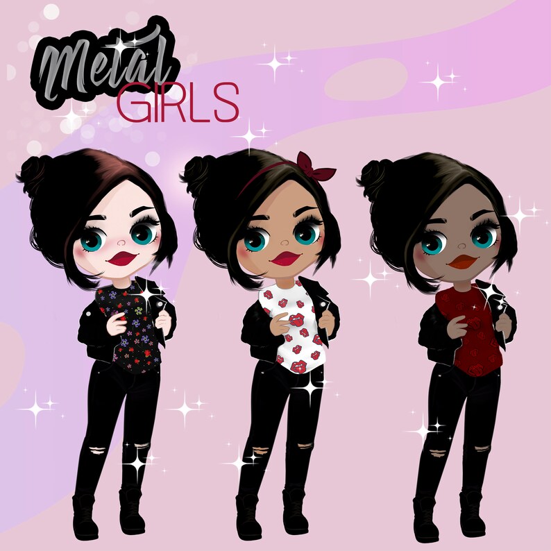 fashion girl clipart metal girl clipart vector clipart coffee 40/% off rock girl Clip art