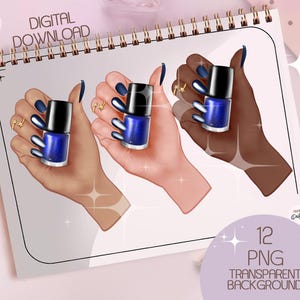 Woman hand holding nail polish png, spa salon hand png, color nail polish graphic,hand painted nails, acrylic nail clipart, nail tech art