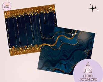 Navy And Gold Glitter Background