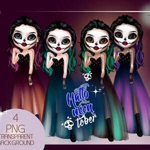 Halloween png, suikerschedel meisje clipart, dag van de doden, spookachtig meisje png, Halloweenfeest, digitale download, sublimatie ontwerp