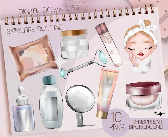 Skincare Routine Clipart: Spa Salon Graphics (Digital Download)