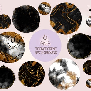 frame circle background png, watercolor circle shape gold and black, circle glitter elements png, background logo png, digital download