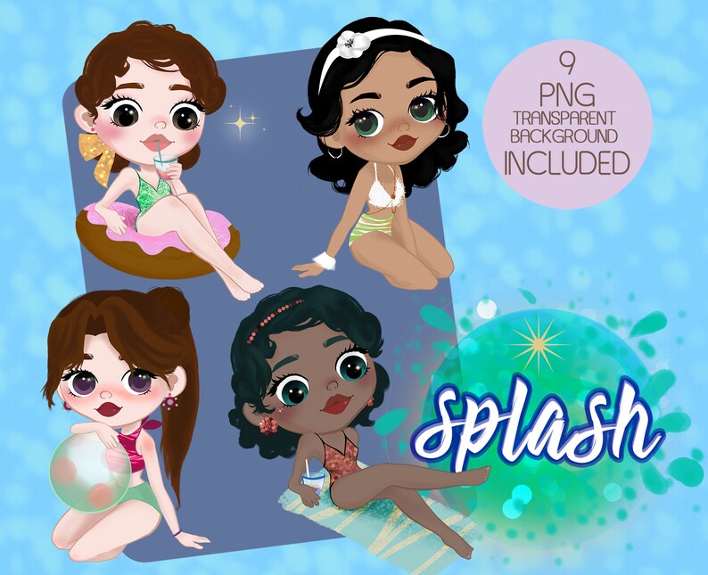 Summer Clip Art Vacation Clip Art Splash Party Clip Art Etsy