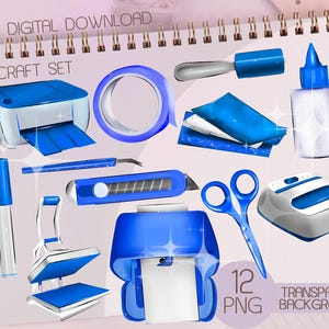 crafting png, cutting machine png, blue craft tools graphic, crafter clipart, t-shirt business owner, sublimation png, png file