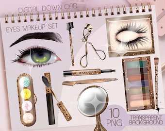 Glam Makeup Clipart: kit for Beauty business, animal print cosmetics PNG Set, aesthetic cosmetics for branding (Digital Download)