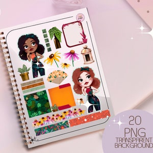 Mamas Pflanze digitaler Aufkleber, Garten Mädchen Clipart, Pflanzen Deko-Planer, Scrapbook digitaler Aufkleber, journaling, Planer druckbare Aufkleber