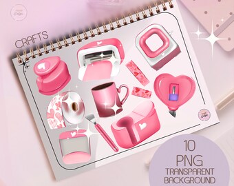 Pink Craft Tools Clipart: Sublimation & Valentine's Day PNG (Digital Download)