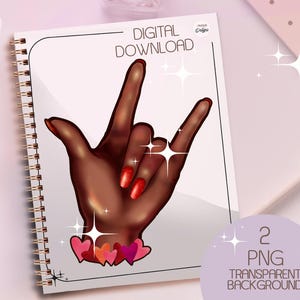 Te amo signo de mano png, diseño de sublimación de vibraciones de amor, ASL Te amo png, gráfico de lenguaje de señas, arte de gestos de manos de niña, descarga digital