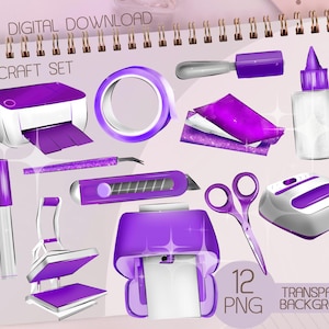 ferramentas de artesanato png, máquina de corte roxa png, gráfico de impressão de artesanato, clipart de artesão, proprietário de pequena empresa, sublimação png