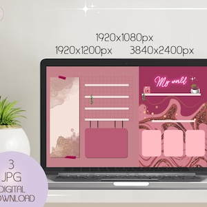 Organizador de fondos de pantalla rosas para escritorio, fondo de pantalla de escena para PC, tema de escritorio para computadora, fondo de pantalla lindo para PC, fondo digital estético