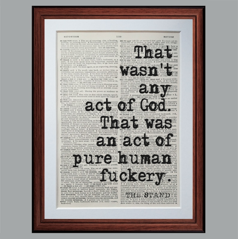 The Stand Stephen King Quote Dictionary Page Art Print Etsy