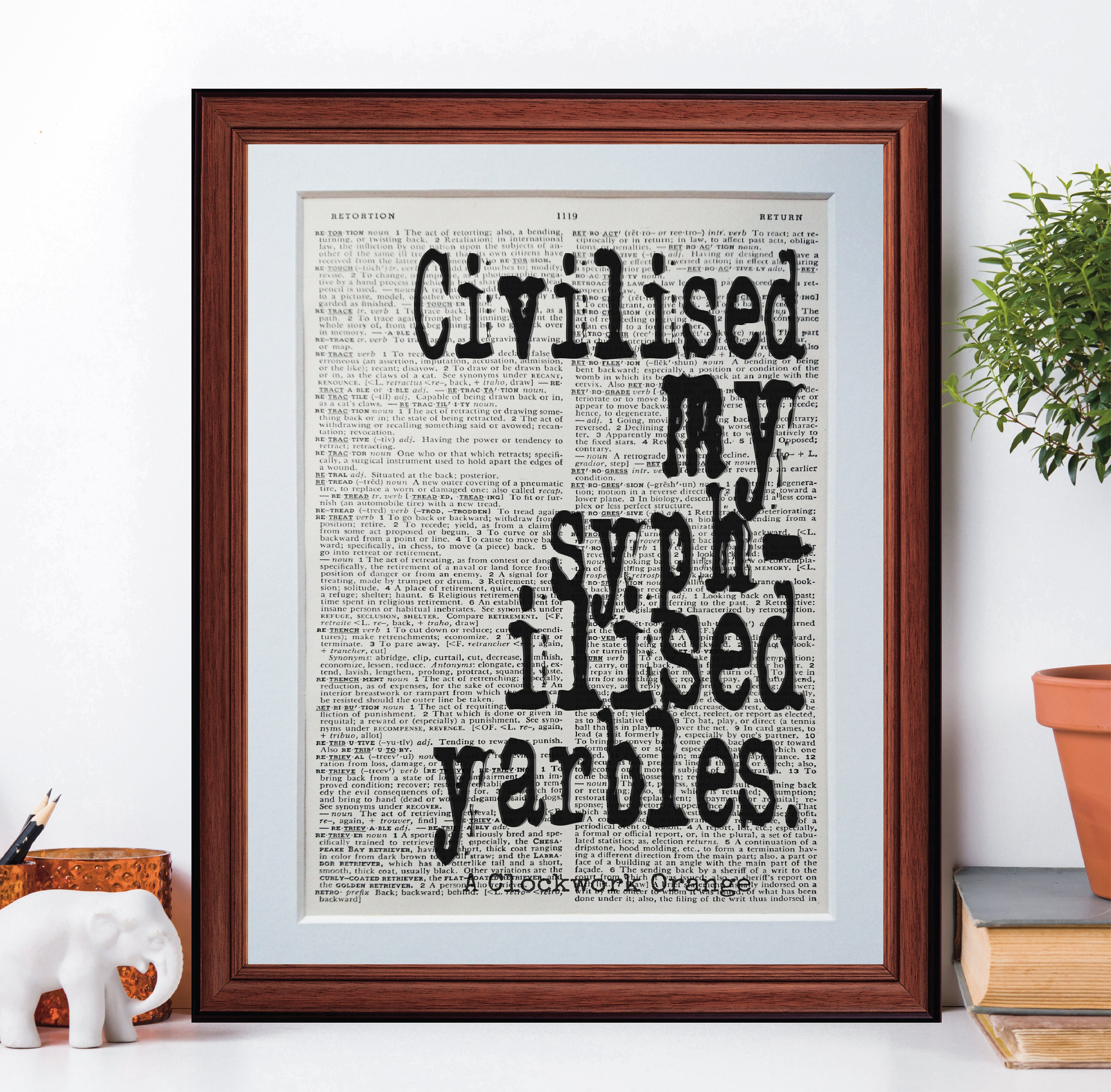 A Clockwork Orange Movie quote dictionary page art print | Etsy