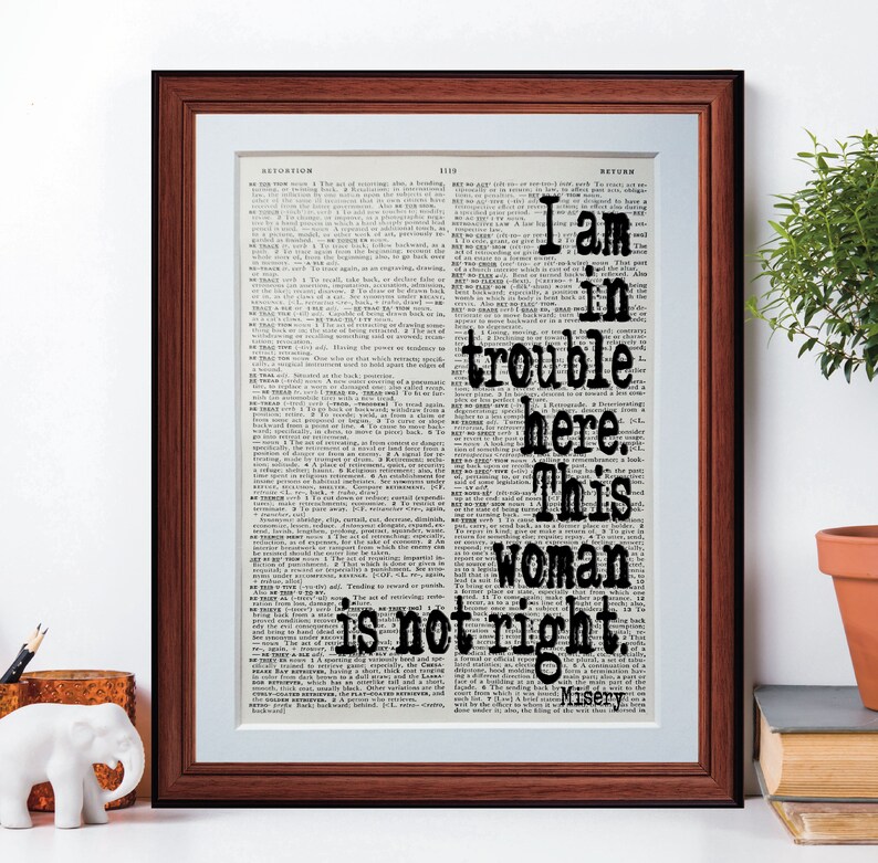 Stephen King Misery Quote Dictionary Page Art Print Vintage Etsy