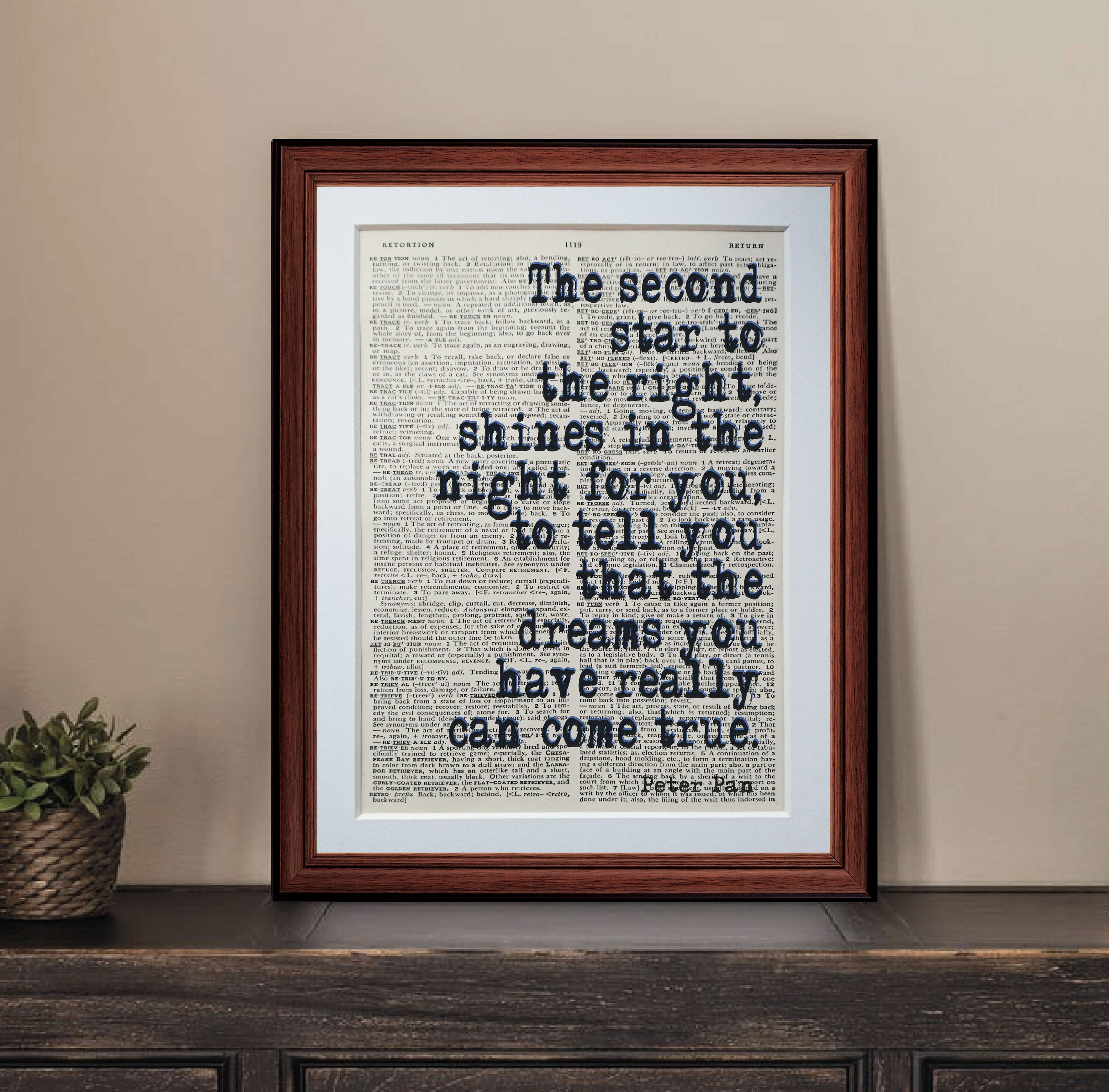 J M Barrie Peter Pan quote dictionary page art print vintage | Etsy