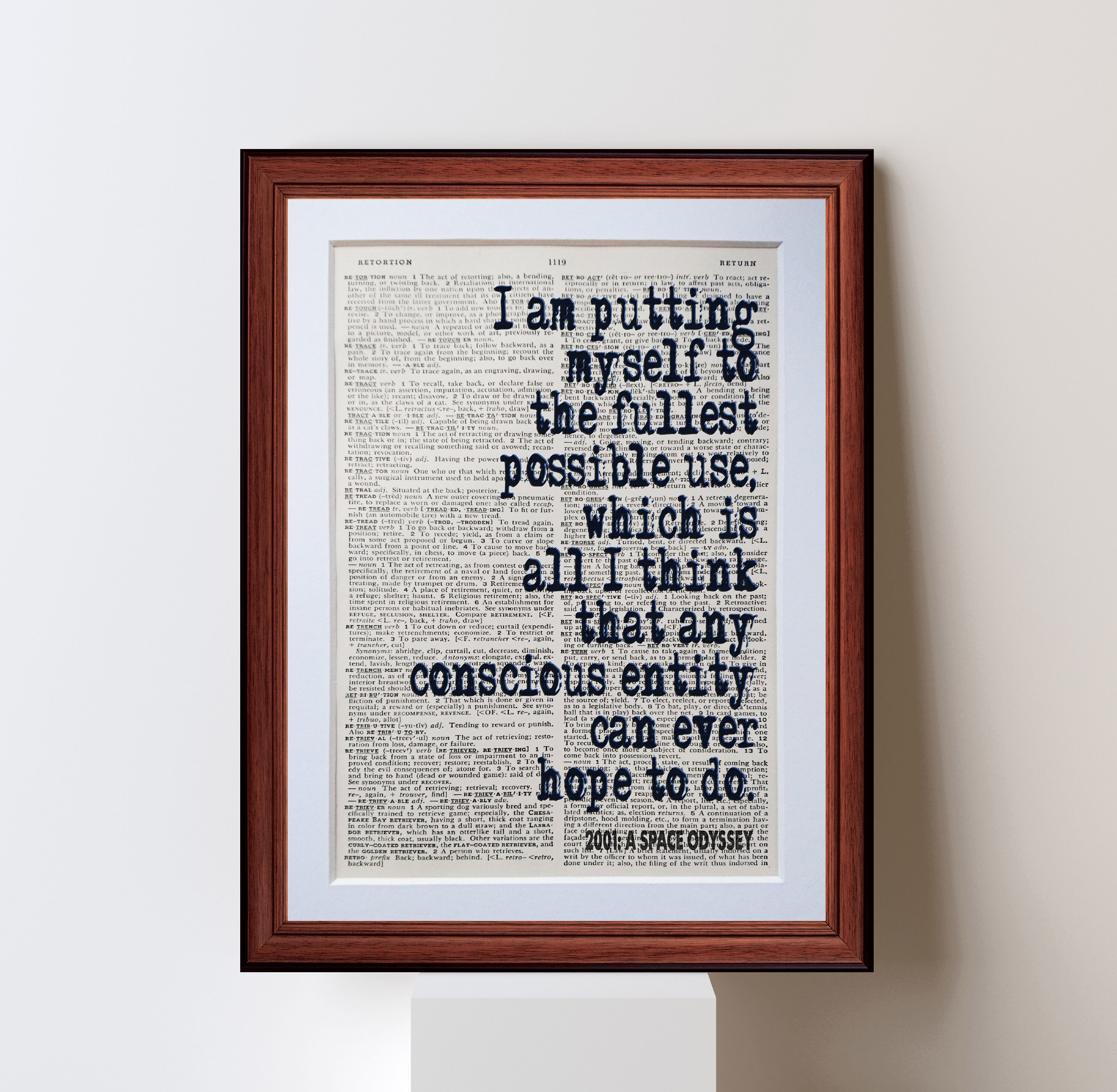 2001 A Space Odyssey quote dictionary page art print | Etsy