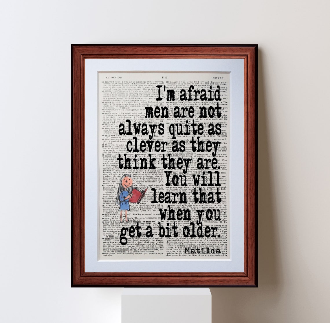 matilda roald dahl quote dictionary page art print vintage