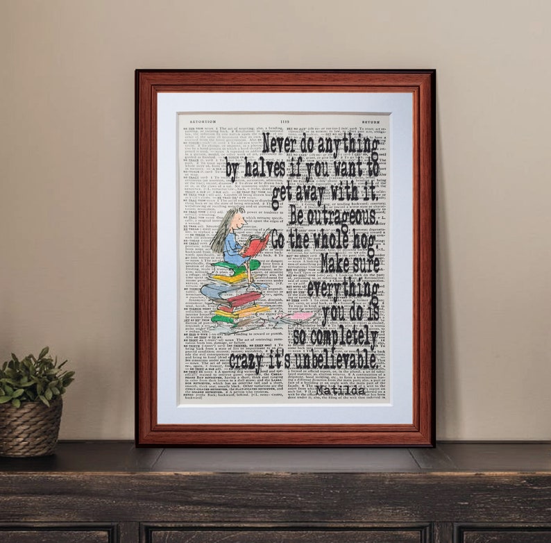 matilda roald dahl quote dictionary page art print vintage