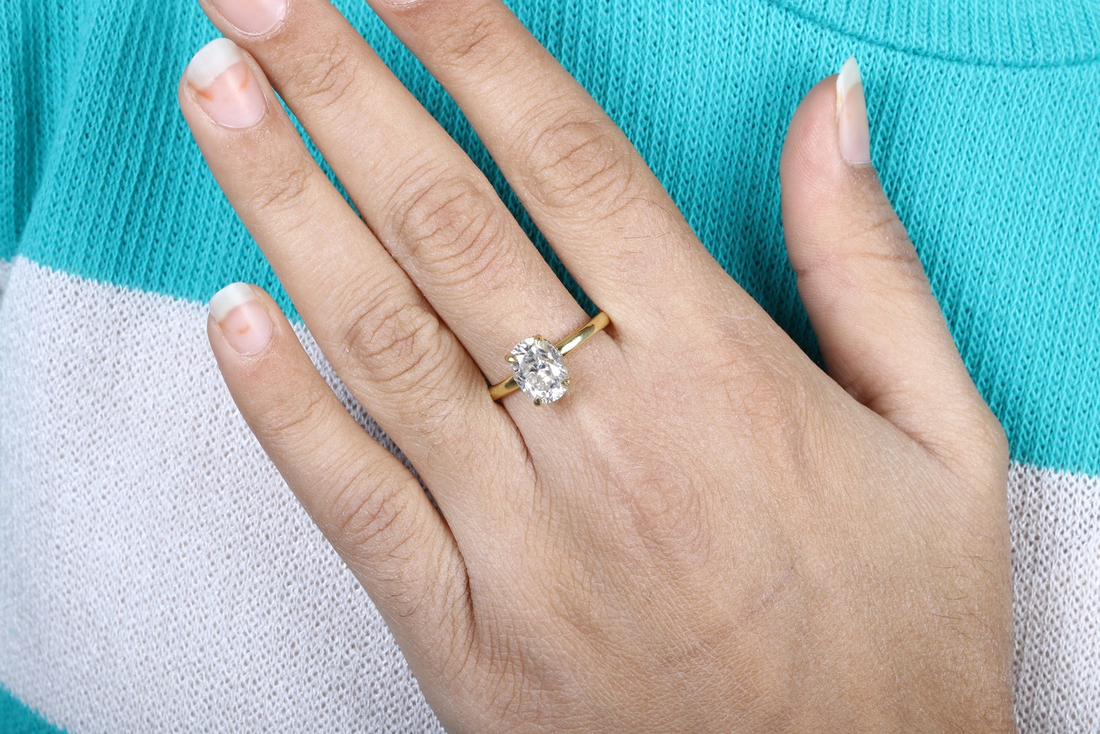 Oval Moissanite Engagement Ring Hidden Halo Moissanite Ring Etsy