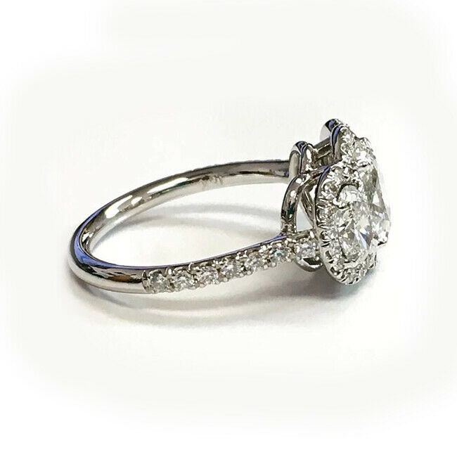 Oval Moissanite Engagement Ring Three Stone Ring Halo Style - Etsy