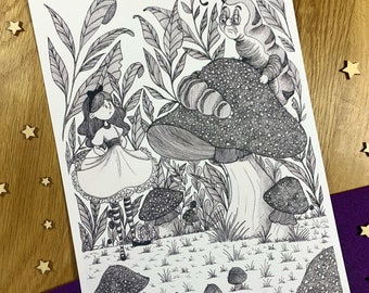 Alice in Wonderland illustration print.