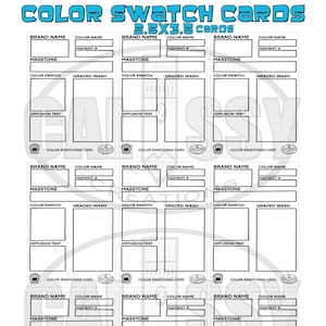 Cartes d’échantillons couleur imprimables - Swatch card imprimable numériquement