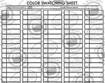 Printable Color Swatch Chart- 120 colors, blank, swatch chart for artists, teachers, students, digital printable .PNG or PDF