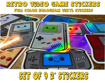 2 inch Video Game Sticker pack - waterproof stickers, (pack of 9), video game party, gamer sticker pack