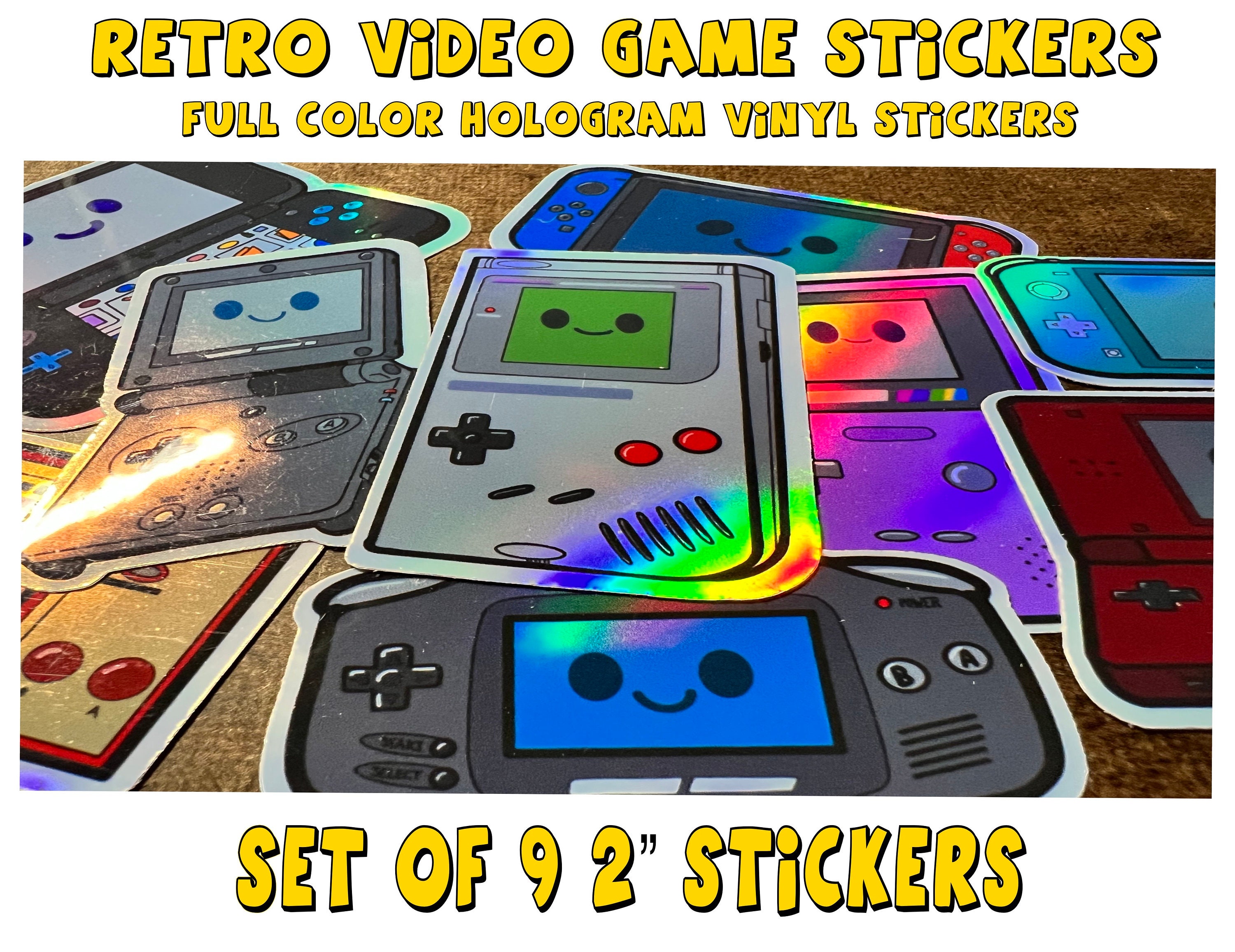 Waterproof Video Game Sticker Pack: Holographic Gamer Stickers (9 Pc ...