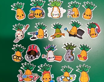 Fun Pineapple themed stickers - fun stickers, Glossy, Sticker Pack