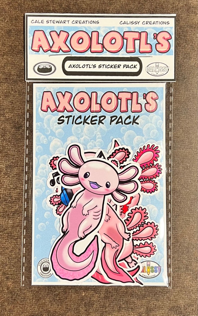 Sticker Axelo Axolotl's Sticker Pack - Glossy Planner Stickers, Gaming, Waterproof ...