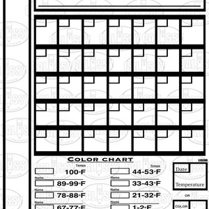 Printable Digital Temperature Chart, Template, Color Project Printable ...