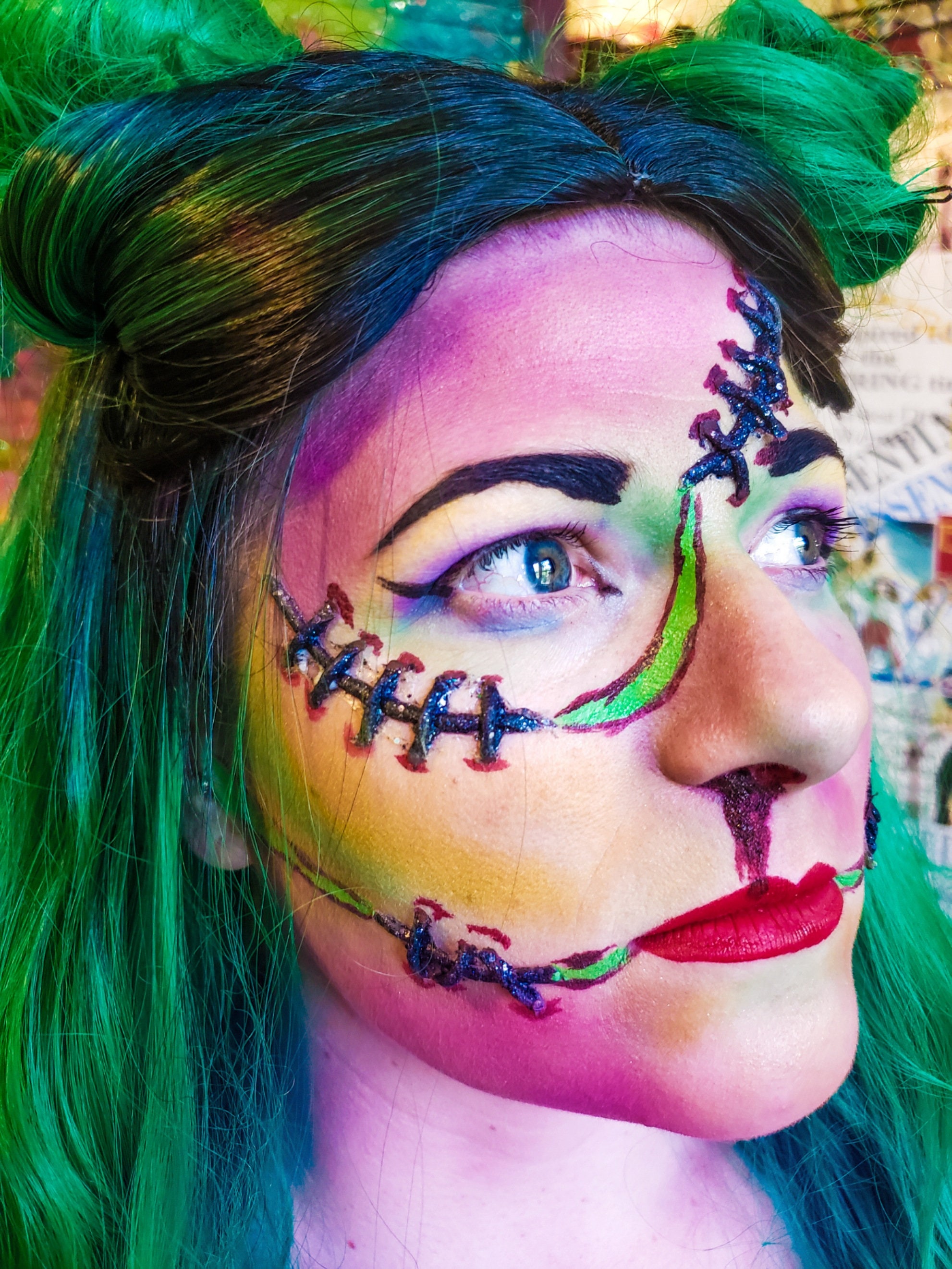 Easy Halloween Tattoos 2022 Stitches Set Of 4 3d Temporary Tattoos Sew Frankenstein Easy Etsy India