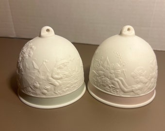 Vintage Lladro Collector’s Society Porcelain Four Seasons Bells, Set of Two (Spring and Summer)