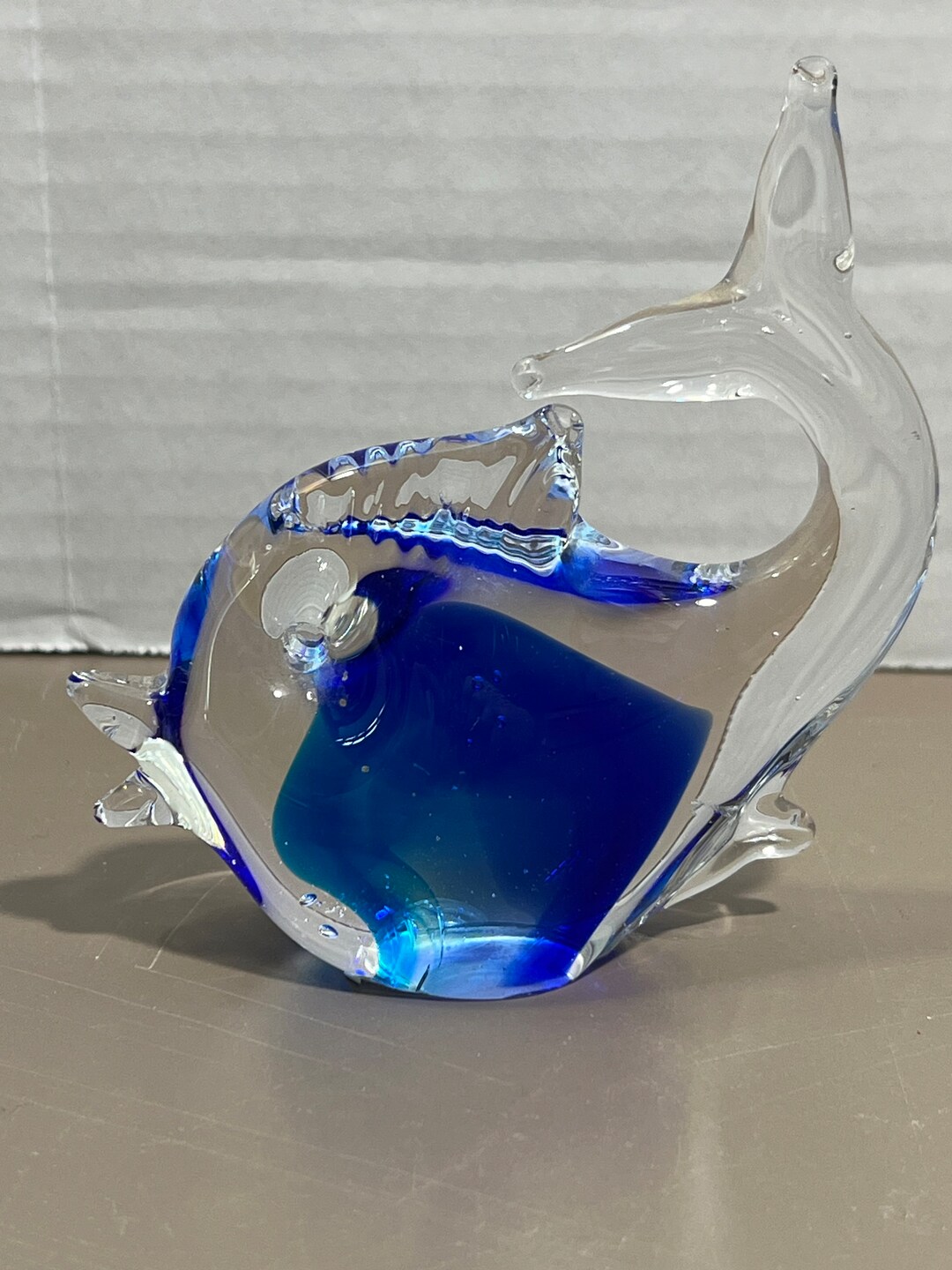 Hand Blown Clear Glass Fish With Cobalt Blue Inside - Etsy